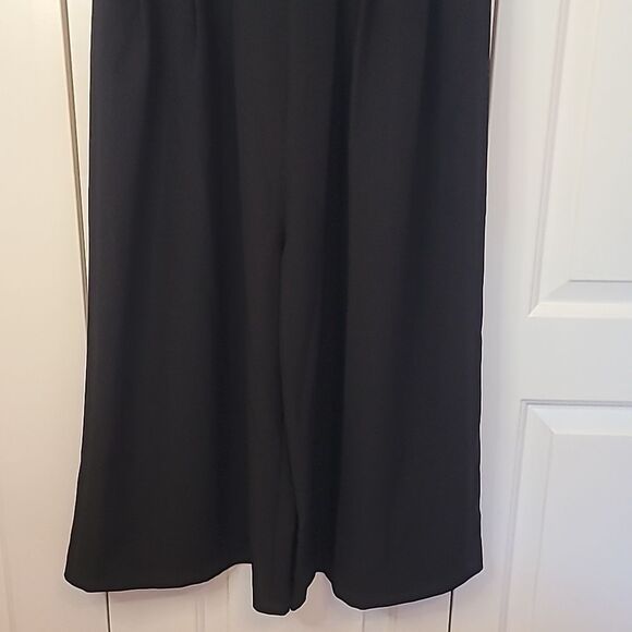 Nanette Lepore Cropped Black Short Sleeve Wide Leg Cropped Jumpsuit Size 12 - Picture 5 of 13